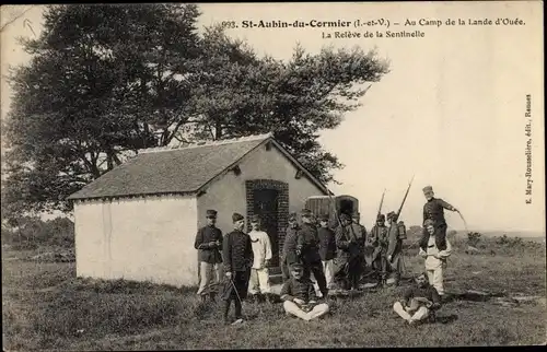 Ak Saint Aubin sur Cormier Ille et Vilaine, Au Camp de la Lande d'Ouee