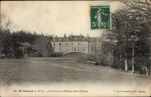 Ak Saint Senoux Ille et Vilaine, Le Parc et le Chateau de la Moliere