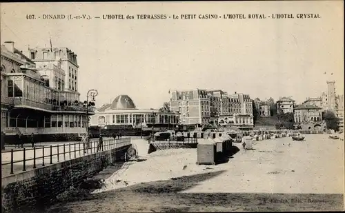 Ak Dinard Ille et Vilaine, L'Hotel des Terrasses, Le Petit Casino, L'Hotel Royal, L'Hotel Crystal