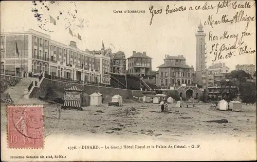 Ak Dinard Ille et Vilaine, Le Grand Hotel Royal et le Palais de Cristal