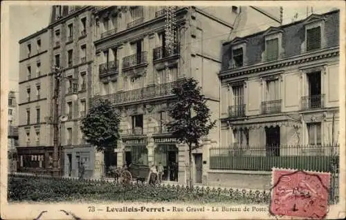 Ak Levallois Perret Hauts de Seine, Rue Gravel, Le Bureau de Poste