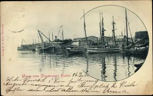 Ak Flensburg in Schleswig Holstein, Hafen, Segelboote