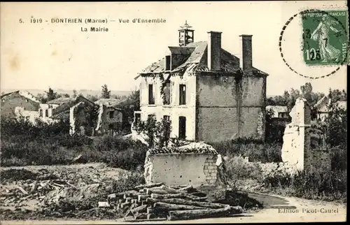 Ak Dontrien Marne, Vue d'Ensemble, La Mairie