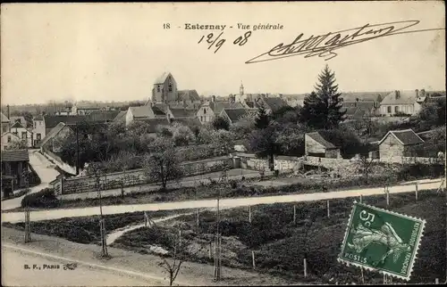 Ak Esternay Marne, Vue generale