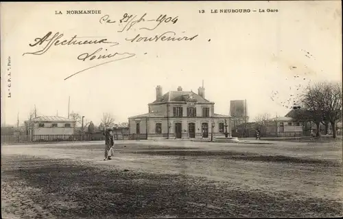 Ak Le Neubourg Eure, La Gare