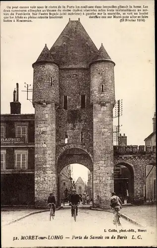 Ak Moret sur Loing Seine et Marne, Porte de Samois ou de Paris