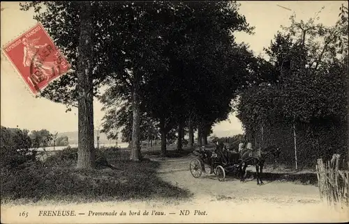 Ak Freneuse Yvelines, Promenade de bord de l'eau
