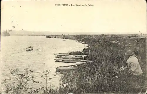 Ak Freneuse Yvelines, Les Bords de la Seine