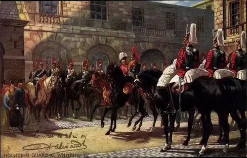 Künstler Ak London City England, Mounting Guard at Whitehall, Tuck 6412