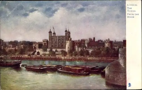 Künstler Ak London City England, The Tower from the River
