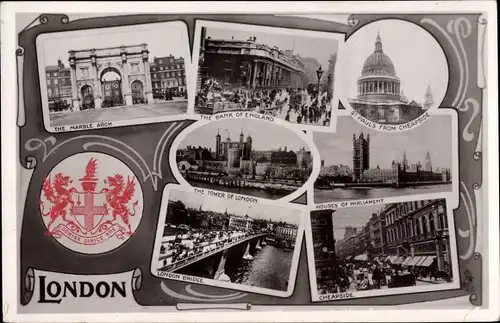 Wappen Ak London City England, The Marble Arch, Cheapside, London Bridge