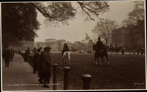 Ak London City England, Rotten Row and Hyde Park Corner