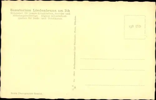 Ak Coppenbrügge Niedersachsen, Sanatorium Lindenbrunn am Ith, Blick auf den Ort