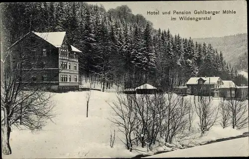 Ak Gehlberg in Thüringen, Hotel und Pension Gehlberger Mühle im Wildengeratal