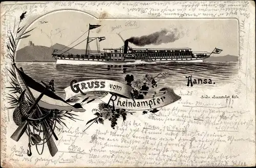 Litho Rheindampfer Hansa