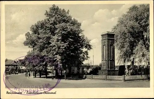 Ak Neumünster in Holstein, Eisenbahner Ehrenmal