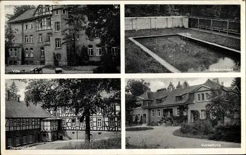 Ak Tiefenbrunn Rosdorf Niedersachsen, Villa, Schwimmbad, Hauptgebäude, Verwaltung