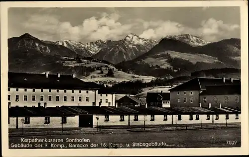 Ak Sonthofen im Oberallgäu Schwaben, Karpaten Kaserne, Gebäude der 9. Komp, Baracke der 16. Komp