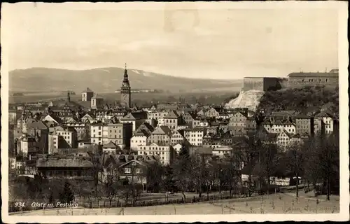 Ak Kłodzko Glatz Schlesien, Gesamtansicht