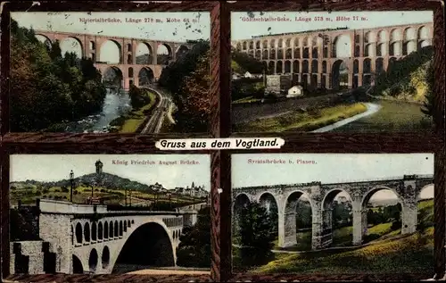 Ak Mylau Reichenbach, Felsenschänke, Göltzschtalbrücke, König Friedrich August Brücke, Elstertalbr.