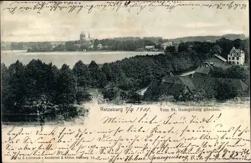 Ak Ratzeburg im Herzogtum Lauenburg, Blick vom St. Georgsberg