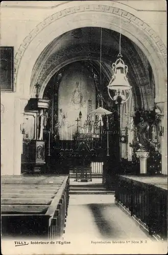 Ak Tilly Sur Seulles Calvados, Interieur de l'Eglise