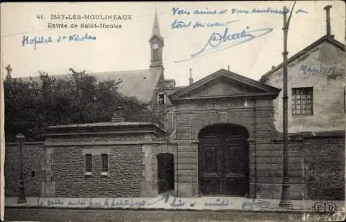 Ak Issy les Moulineaux Hauts de Seine, Entree de Saint Nicolas