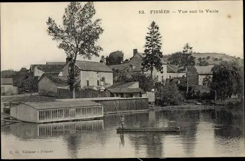 Ak Fismes Marne, Vue sur la Vesle
