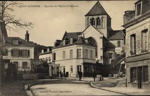 Ak Pont Audemer Eure, Quartier de l'Eglise St. Germain