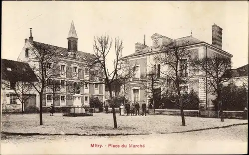 Ak Mitry Seine et Marne, Place du Marche