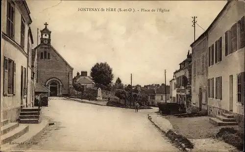 Ak Fontenay Saint Père Yvelines, Place de l'Eglise