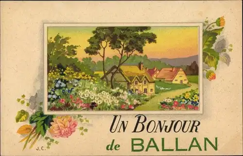 Künstler Ak Ballan Indre-et-Loire, Une Bonjour