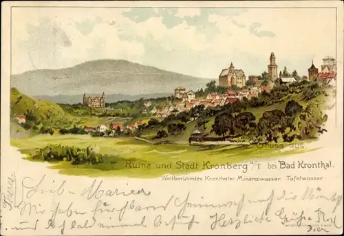 Litho Kronberg im Taunus, Ruine und Stadt