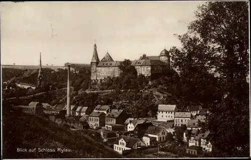 Ak Mylau Reichenbach im Vogtland, Blick zum Schloss Mylau