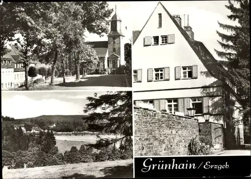 Ak Grünhain in Sachsen, Genesungsheim, Markt