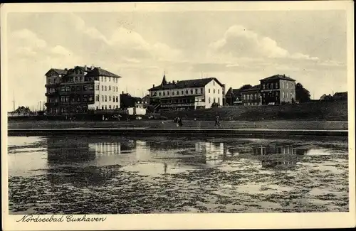 Ak Cuxhaven in Niedersachsen, Blick zu den Hotels