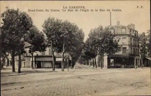 Ak Garenne Hauts de Seine, Rond Point du Centre, La Rue de l'Aigle et la Rue du Centre