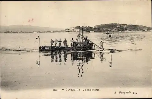 Ak Französisches U Boot, L'Anguille, Sous Marin