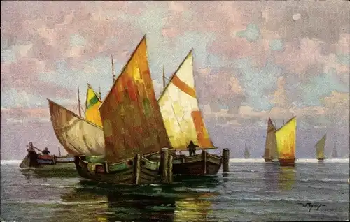 Künstler Ak Hoy, W., Venezian Fischerboote
