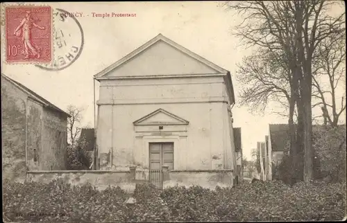 Ak Quincy Seine et Marne, Temple Protestant