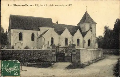 Ak Flins sur Seine Yvelines, L'Eglise