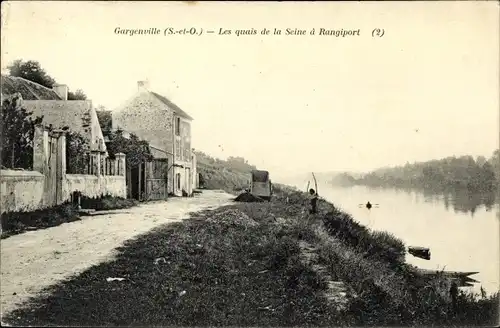 Ak Gargenville Yvelines, Les quais de la Seine a Rangiport