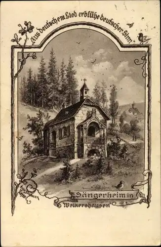 Künstler Ak Spindler, Hugo, Welkershausen Meiningen in Südthüringen, Sängerheim