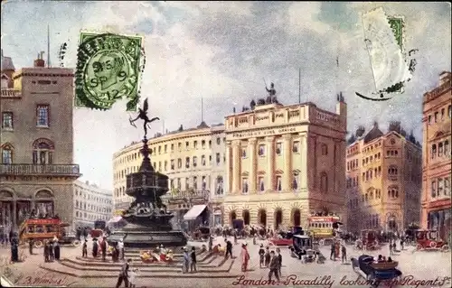 Künstler Ak Wimbush, London City, Piccadilly looking up Regent Street