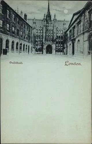 Mondschein Ak London City, Guildhall