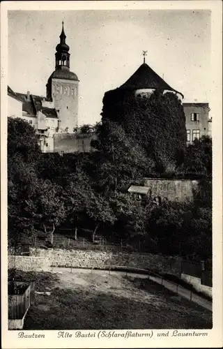 Ak Bautzen in der Oberlausitz, Alte Bastei, Schlaraffiaturm, Lauenturm