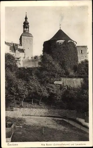 Ak Bautzen in der Oberlausitz, Alte Bastei, Schlaraffiaturm, Lauenturm