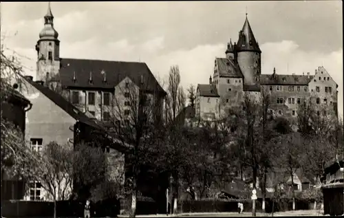 Ak Schwarzenberg im Erzgebirge Sachsen, St. Georgenkirche und Schloss