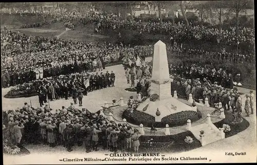 Ak Chalons sur Marne, Cimetiere Militaire, Ceremonie Patriotique des Societes Chalonnaises