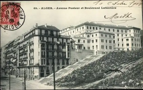 Ak Algier Alger Algerien, Avenue Pasteur et Boulevard Laferriere